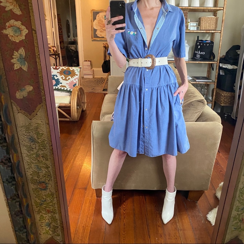 Vintage embroidered chambray dress - Picture 9 of 9